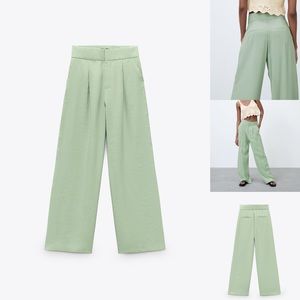 NWT Zara sea green high waist wide leg pants (s)